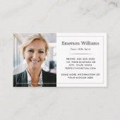 Foto-Logo weiß, dünner Rand elegant weiß Visitenkarte (Vorderseite)