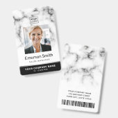 Foto Logo weiß Marmor Schwarz Moderne Mitarbeiter Ausweis (Vorder- & Rückseite)