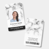 Foto Logo weiß Marmor Schwarz Moderne Mitarbeiter  Ausweis (Vorder- & Rückseite)