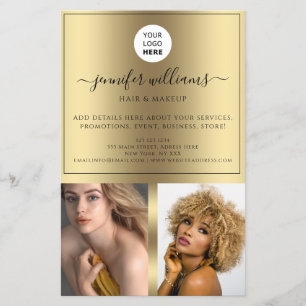 Foto Logo Werbung Metallic Gold Black Modern Flyer