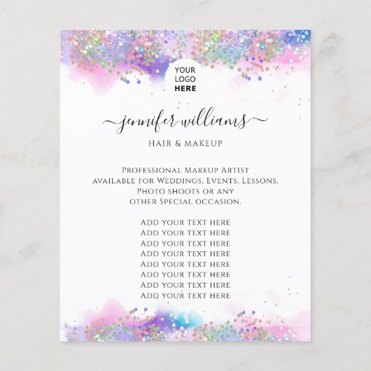 Foto Logo Werbung Wasserfarbe Holo Glitzer Flyer (Hinten)