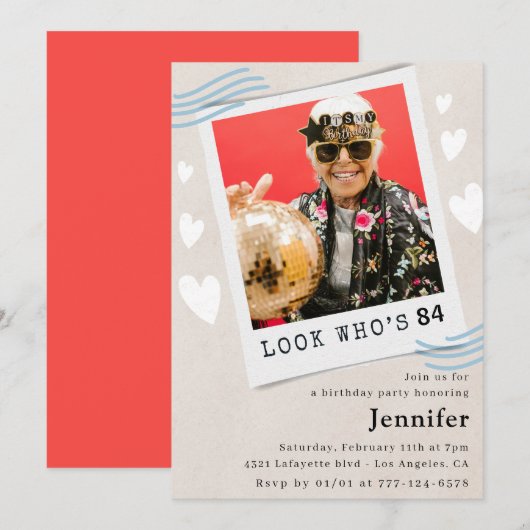Foto Look, der 84. Geburtstag Einladung (Vorne/Hinten)