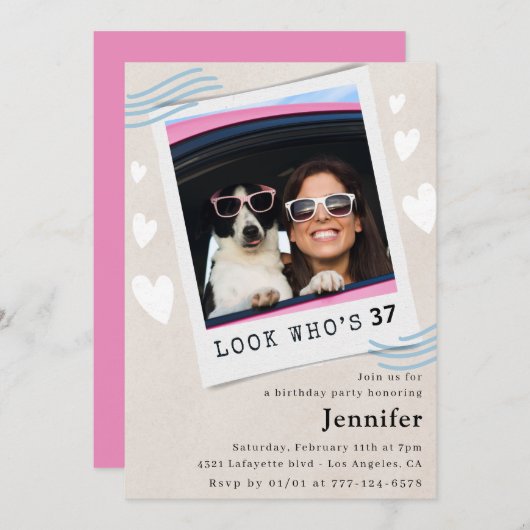 Foto Look, der zum 37. Geburtstag wird Einladung (Vorne/Hinten)