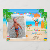 Foto Luau Einladung Sommerstrand Party (Vorne/Hinten)