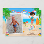 Foto Luau Einladung Tropischer Strandjunge (Vorne/Hinten)