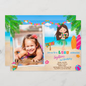 Foto Luau Einladung Tropisches Strandmädchen zum G (Vorne/Hinten)