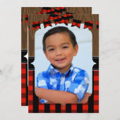 Foto Lumberjack 1. Geburtstag Party Einladung (Vorne/Hinten)