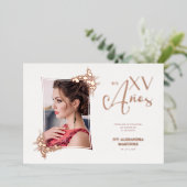 Foto Luxus Real Rose Gold Moderne botanische Rahme Folieneinladung (Stehend vorne)