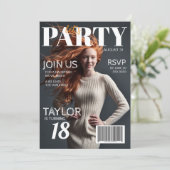 Foto Magazine Style 18. Geburtstag Einladung (Stehend Vorderseite)