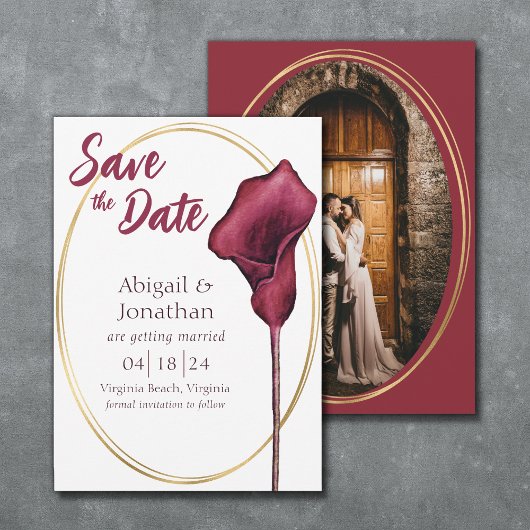 Foto Magenta Calla Lily Blume Hochzeit Save The Date
