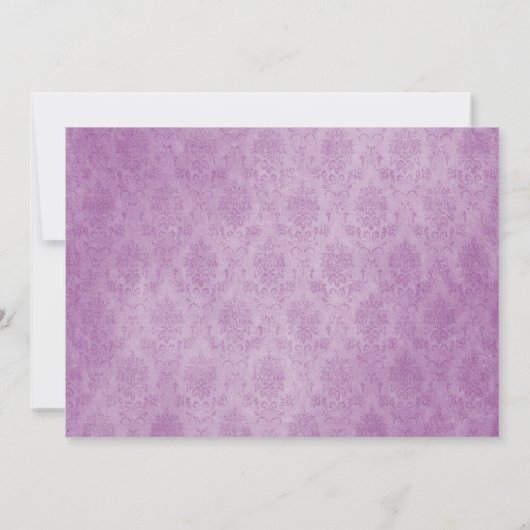 Foto Magenta Damask Monogram Wedding Einladung (Rückseite)