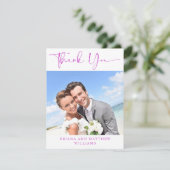 Foto Magenta Pink Romantik Dankeschön Karte (Stehend Vorderseite)