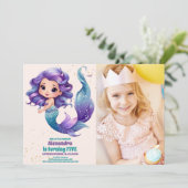 Foto Magical Mermaid Birthday Einladung (Stehend Vorderseite)