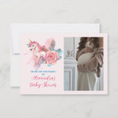 Foto Magical Unicorn Rainbow Baby Dusche Dankeskarte (Vorderseite)
