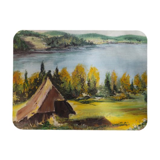 Foto Magnet Ann Hayes Gemälde Chalet am See (Horizontal)