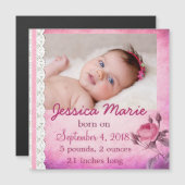 Foto Magnet Baby Birth Ankündigung Baby Girl (Vorne/Hinten)