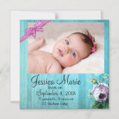Foto Magnet Baby Birth Ankündigung Lila Bow (Vorderseite)