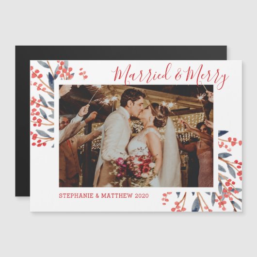 Foto Magnet für verheiratete und frohe Weihnachten (Vorne/Hinten)