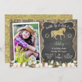 Foto Magnolia Blumenstrauß-Glitzer Einladung (Vorne/Hinten)