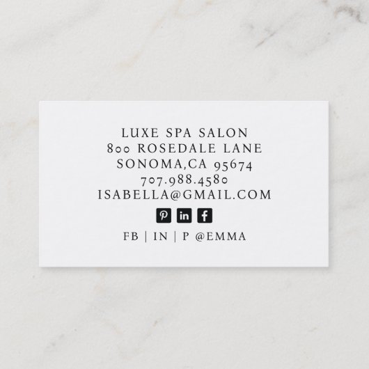 Foto Makeup Artist Business Card Visitenkarte (Rückseite)