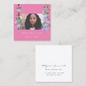 Foto Makeup Artist Eyelash Pink Brows Florals Quadratische Visitenkarte (Vorne/Hinten)