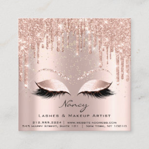 Foto Makeup Artist Eyelashes Brow Rose Confetti Quadratische Visitenkarte
