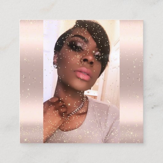 Foto Makeup Artist Eyelashes Brow Rose Gold Quadratische Visitenkarte (Rückseite)