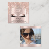 Foto Makeup Artist Eyelashes Brow Rose Gold Vip Quadratische Visitenkarte (Vorne/Hinten)