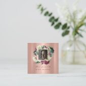 Foto Makeup Artist Wedding Event Floral Rose Gold Quadratische Visitenkarte (Stehend Vorderseite)