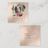 Foto Makeup Blogg Event Planner Blumenblush Rose Quadratische Visitenkarte (Vorne/Hinten)