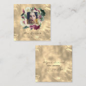 Foto Makeup Blogg Event Planner Floral Gold Rose Quadratische Visitenkarte (Vorne/Hinten)