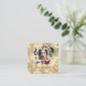 Foto Makeup Blogg Event Planner Floral Gold Rose Quadratische Visitenkarte (Stehend Vorderseite)