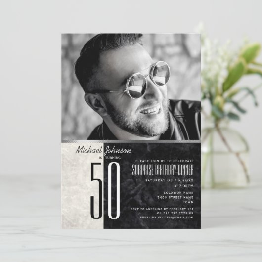 Foto Male 50. Geburtstag Einladung (Stehend Vorderseite)
