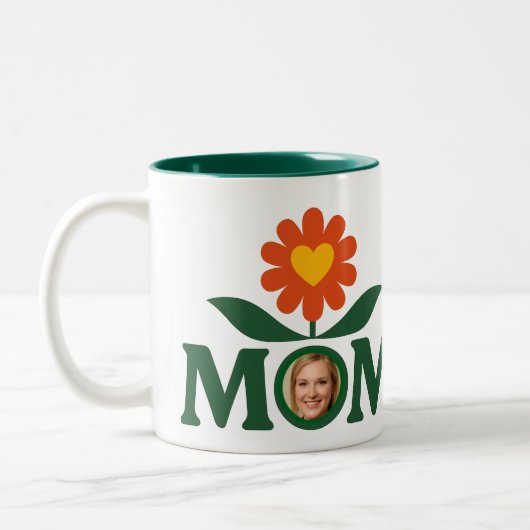 Foto Mama Blume Herz Zweifarbige Tasse (Links)