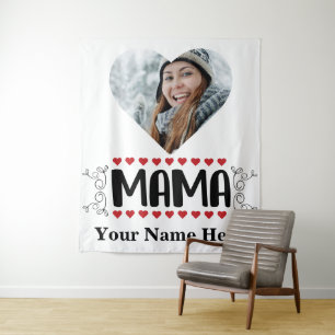 Foto Mama Liebe Herz Wandteppich