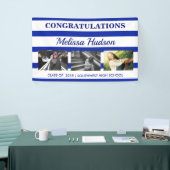 Foto-Marine-Blau-Weiß des Streifen-Abschluss-drei Banner (Messeveranstaltung)