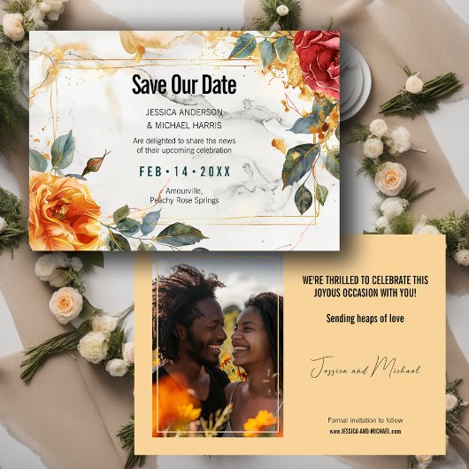 Foto Marmorträume: Orange Rose Elegante Save The Date