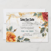 Foto Marmorträume: Orange Rose Elegante Save The Date (Vorderseite)
