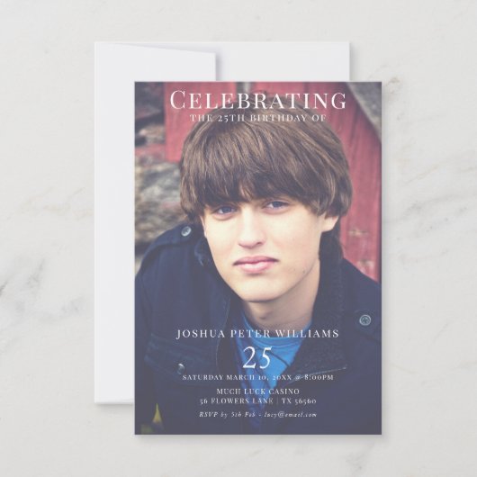Foto Masculine 25. Geburtstag Einladung (Vorderseite)