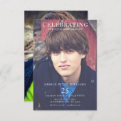 Foto Masculine 25. Geburtstag Einladung (Vorne/Hinten)