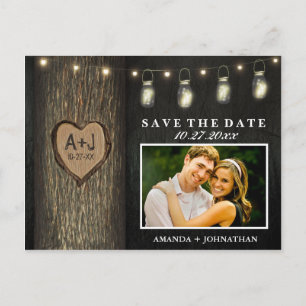 Foto-Mason-Glas-Eichbaum-Hochzeitseinladungskarten Ankündigungspostkarte