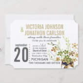 Foto Mason Jar Bronze und Grüne Blumenhochzeit Einladung (Vorderseite)