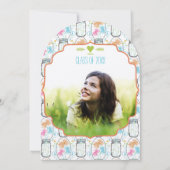 Foto Mason Jar Pink Coral Aqua Abschluss Einladung (Rückseite)