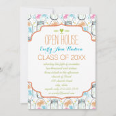 Foto Mason Jar Pink Coral Aqua Abschluss Einladung (Vorderseite)