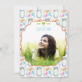 Foto Mason Jar Pink Coral Aqua Abschluss Einladung (Rückseite)