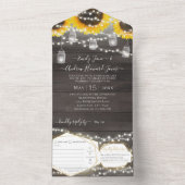 Foto Mason Jar Sonnenblume Geometrischer Goldrahme All In One Einladung (Innen Boden)