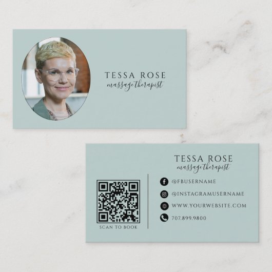 Foto-Massagetherapeut QR-Code Visitenkarte (Vorne/Hinten)