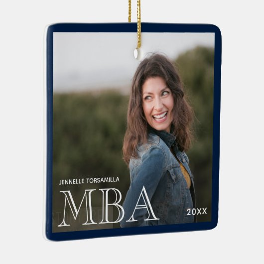 Foto MBA Grad Name Blue Abschluss Keramikornament (Rechts)