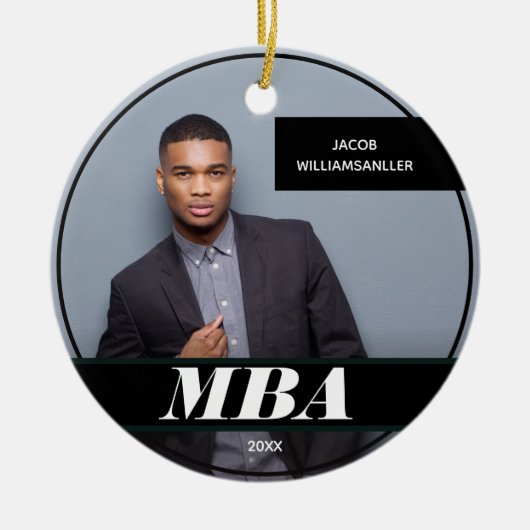 Foto MBA Grad Name Schwarzer Abschluss Keramik Ornament (Vorne)
