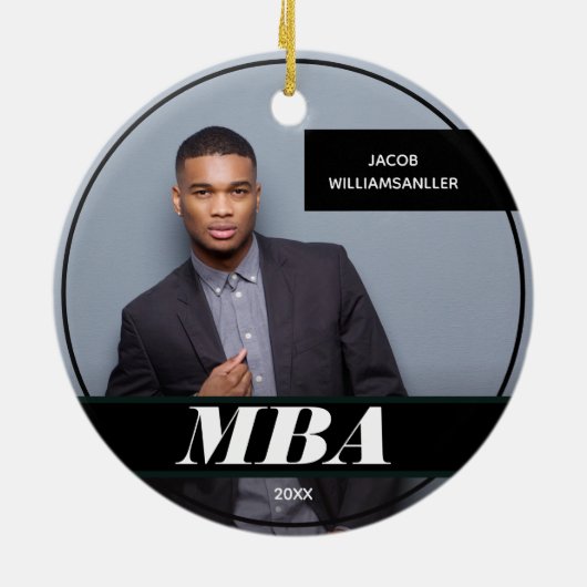 Foto MBA Grad Name Schwarzer Abschluss Keramik Ornament (Hinten)
